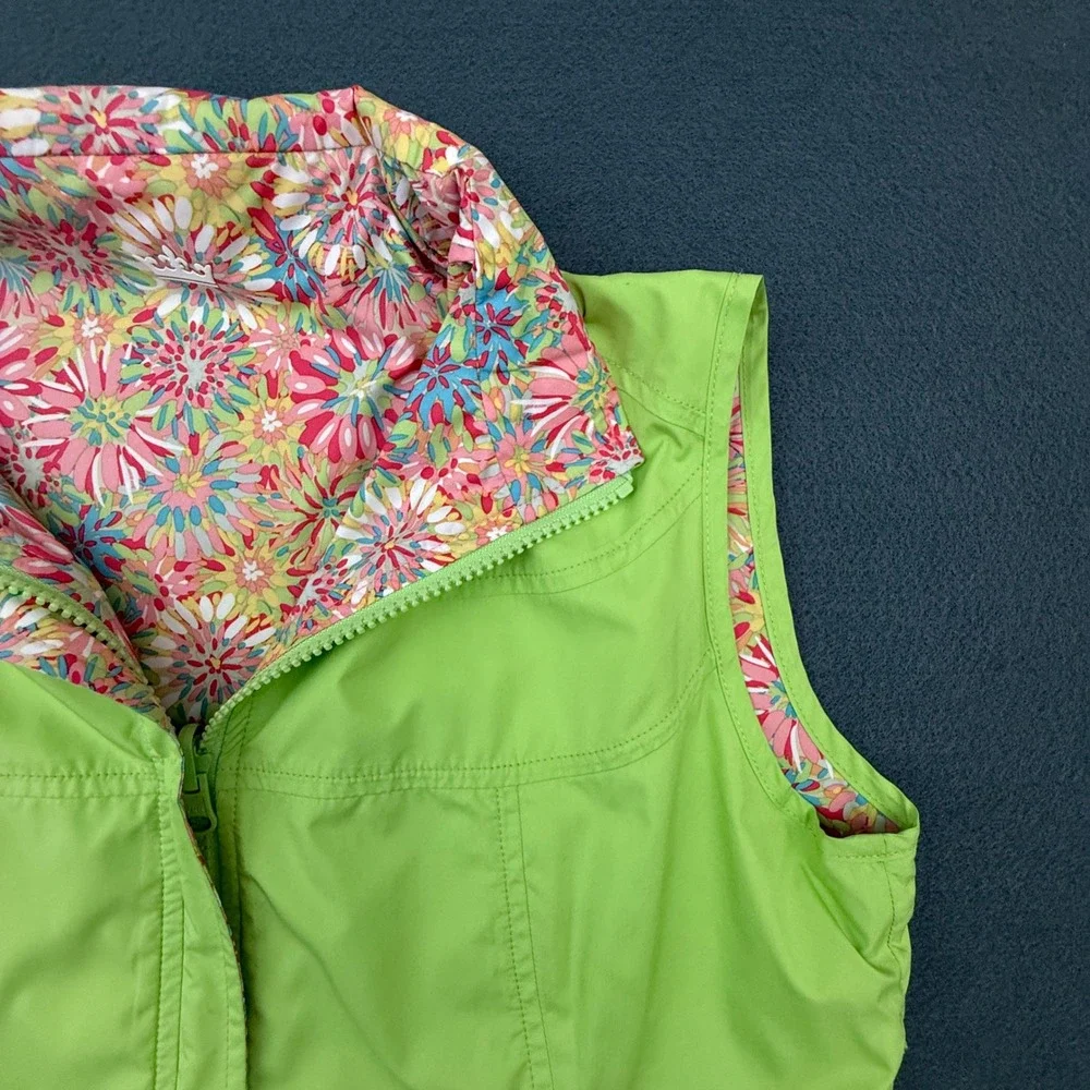 Peter Millar Wind Vest Women‎ Reversible Floral Green Windbreaker Full Zip Golf
